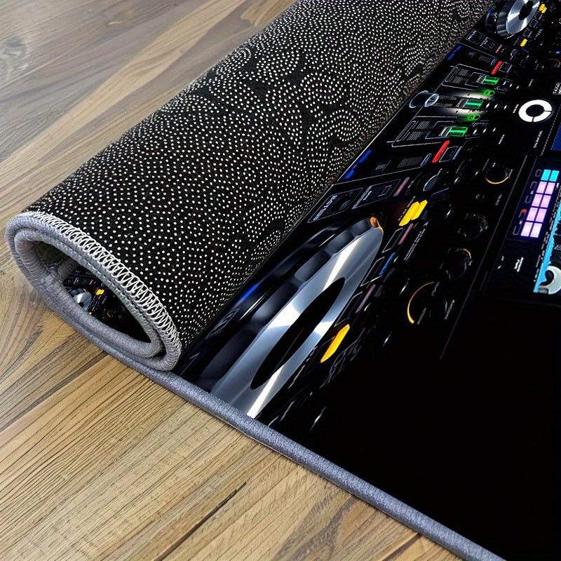 DJ Turntable Design Non-Slip Floor Mat - Machine Washable Mat Mat with Club-like Mixing Board Pattern, Extra Large Available for Home Studio, Living Room, Office, DJ Gifts - Lightweight & Easy Clean Modern Decor Mat, Studio A