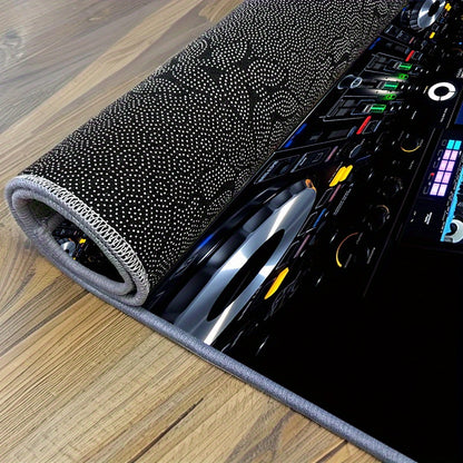 DJ Turntable Design Non-Slip Floor Mat - Machine Washable Mat Mat with Club-like Mixing Board Pattern, Extra Large Available for Home Studio, Living Room, Office, DJ Gifts - Lightweight & Easy Clean Modern Decor Mat, Studio A