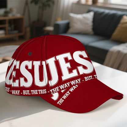 1pc Jesus The Way, Truth & Life Print Baseball Cap - Adjustable Snapback Hat with Vibrant Full-Body Design, Durable Polyester for Running, Sports, Streetwear - Ideal for Halloween, Christmas, Thanksgiving, Running Headwear, F