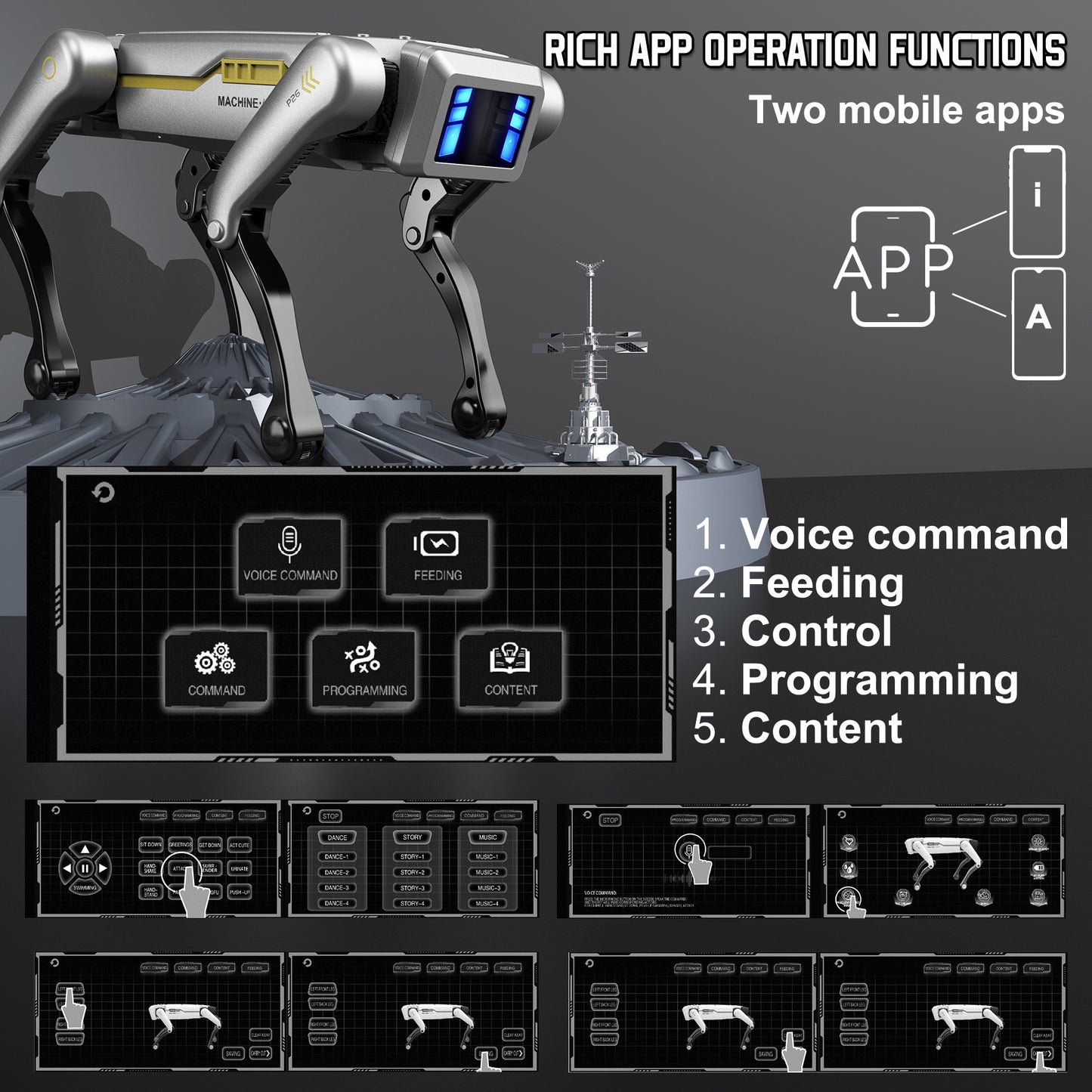 Intelligent Robot Dog - Remote Control, Special Effects Robot Dog, Dancing, Multi-Functional, Intelligent Programming Companion Toy Christmas gift New Robot Dog, Wireless Remote Control Dog, AI Voice Control Can Be Connected