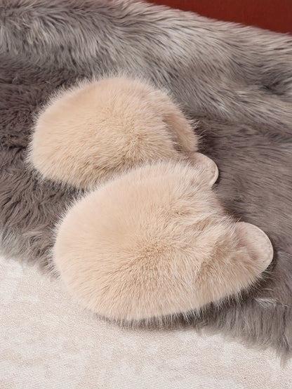Women'S House Slipper, Indoor Slipper For Women, Slip-on Shoe For Women, Elegant Plush Furry Slippers With Non-slip Rubber Sole, Soft Warm Lining & Cozy Closed-toe Design, Korean Style Slip-on Slippers For Home, Office, Casua