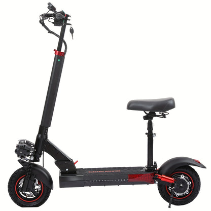 Foldable Electric Scooter with Detachable Seat & 10" All-Terrain Vacuum Tires - 48V15Ah/55KM Range, 50KM/H Speed, Dual Disc Brakes, Heavy-Duty e-Scooter for Off-Road, Commuting, Hills - Global Voltage ( Plug)