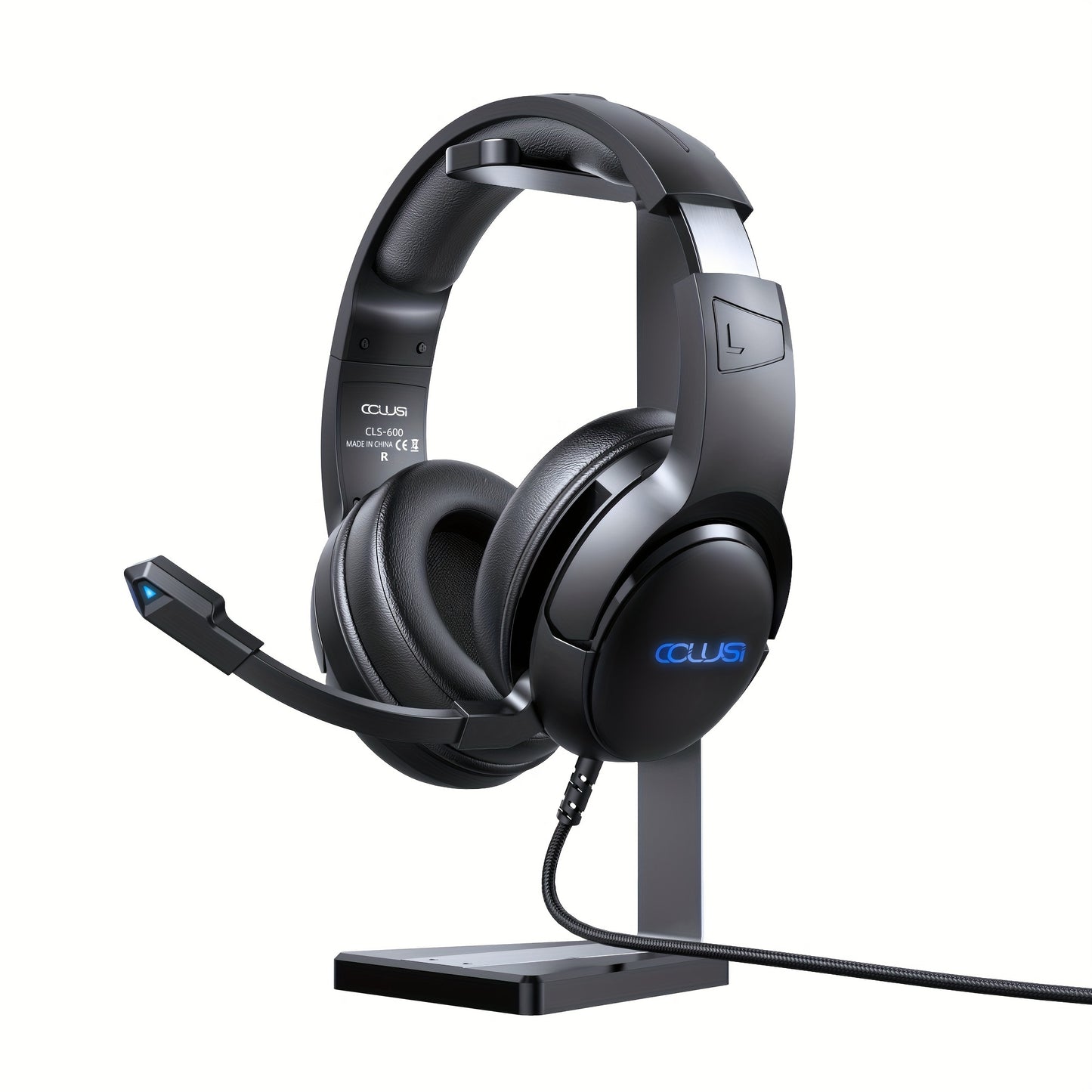 COLUSI C600 Wired Gaming Headset with Hidden-Type Microphone, One Key Mute Over Ear Headphones with 3.5mm Audio Jack RGB Light, Noise Cancelling, Volume Control, Closed-back Design, Compatible With Laptop, Gaming Headset, Lap