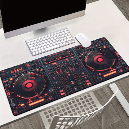 DJ Control Panel Rubber Anti-Slip Mouse Pad - Black with Red & Orange LED Lights, Ideal for Gaming & Office Use, Office Desk Mat|Modern Desk Mat|Durable Desk Mat, Mouse Pads for Desk