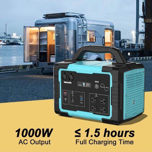 INNOVATIVE LIFE 1000W Portable Generator with 200W Solar Panel, 1024Wh Lithium & -Free Operation - 120V Outlets, Compact Power Station for RV, Camping, Home Backup, Solar Generator (/Solar Charging)
