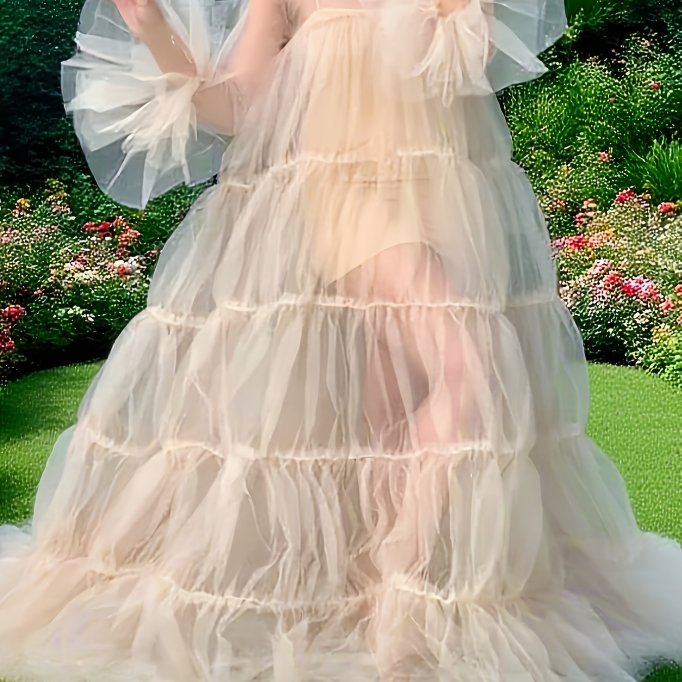 Women' Sexy Lace Off-Shoulder See-Through Maxi Dress - Neck -Line Party Gown with Long Pleated Train Suitable for Club, Prom, Wedding Dresses