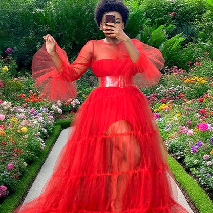 Women' Sexy Lace Off-Shoulder See-Through Maxi Dress - Neck -Line Party Gown with Long Pleated Train Suitable for Club, Prom, Wedding Dresses