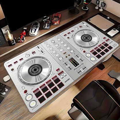 1 Pioneer DJ DDJ-SB3 Controller Mouse Mat & Office Desk Mat | Vibrant DJ Equipment Design with Turntable, Durable Polyester And Rubber Material, 90Cm/35.4 Inches, Red, Perfect for Home Studio And Office Use, Studio Equipment,
