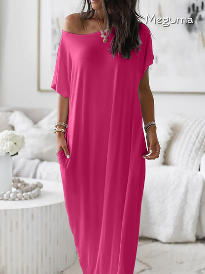 Women's Elegant Long Dress - Soft Breathable House & Outdoor dress, Loose Fit Maxi - Machine Washable Everyday & Formal wear - All-Season Women's Clothing, Skinfriendly Fabric