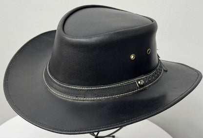 Black Western Style Genuine Cowhide Cowboy Hat – Shapeable Wide Brim for Men & Women