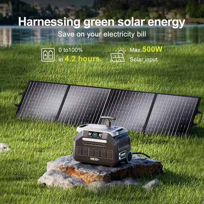 IEE 2400W (5000W Peak) Portable Power Station P2400 with 200W Solar Panels, 2048Wh Solar Generator, 1800W AC Charging, 4 AC Outlets, LiFePO4 Battery Power Station for Home Backup, RV, Emergencies, Plus A Bonus 30W Solar Panel