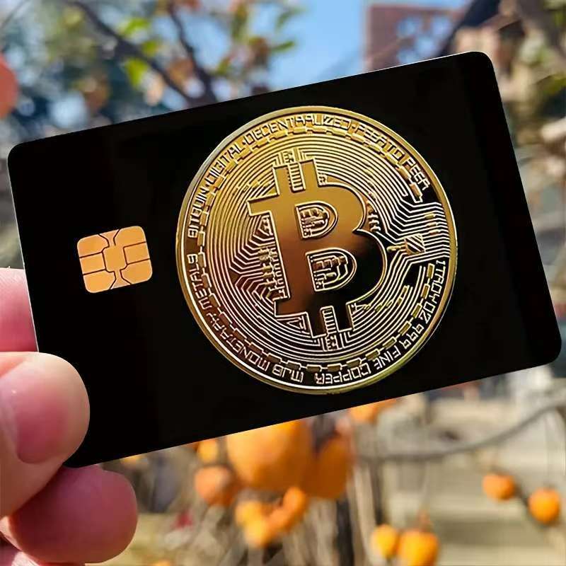 5pcs Set 2025 New Bitcoin Credit Card Skins - Holographic Gloss PVC/Scratch-Resistant Stickers with Bitcoin Logo & Emblem, Permanent Adhesive Removal (No Residue) for Crypto Cards, Collectible for DFeva Enthusiasts