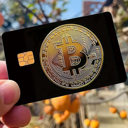5pcs Set 2025 New Bitcoin Credit Card Skins - Holographic Gloss PVC/Scratch-Resistant Stickers with Bitcoin Logo & Emblem, Permanent Adhesive Removal (No Residue) for Crypto Cards, Collectible for DFeva Enthusiasts