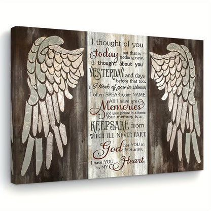 Room Decor 1pc Rustic Angel Wings Wooden Framed Canvas Art, 11.8X15.7Inch Inspirational Quote Wall Decor, Woven Memory Print for Living Room, Bedroom, Kitchen, Home & Office, Bachelor Party Festival Gift Idea