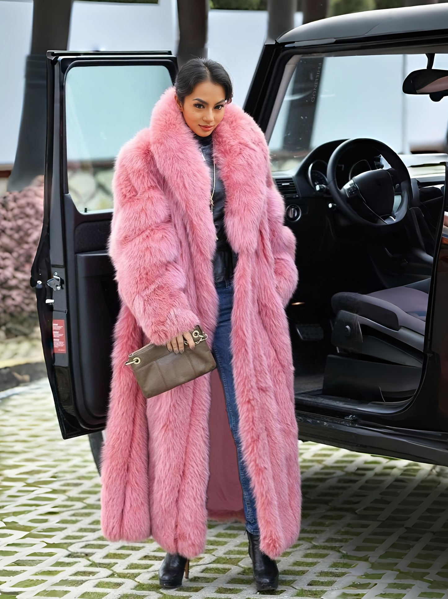 FHILLINUO Chic Women'S Faux Coat | Long Length, Solid Color, Single Breasted, with Pockets, Comfortable and Warm for Fall/Winter