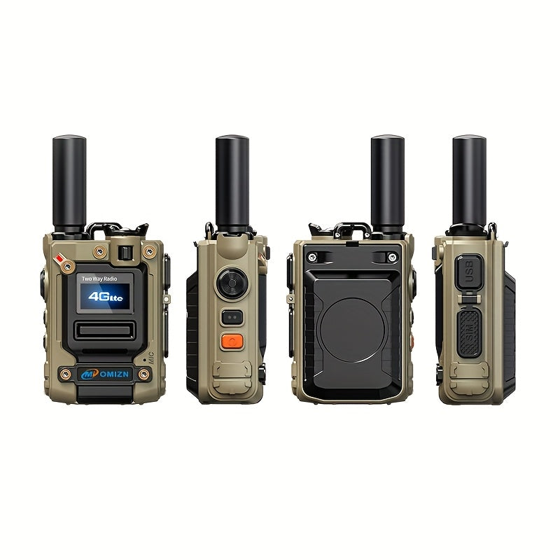 OMZN K300S Model Global Walkie Talkie with SLM Card, 5000 Mile Range, Battery, 168 Hours Zinc Alloy Body, Noise Cancelling, Type-C Charging Car