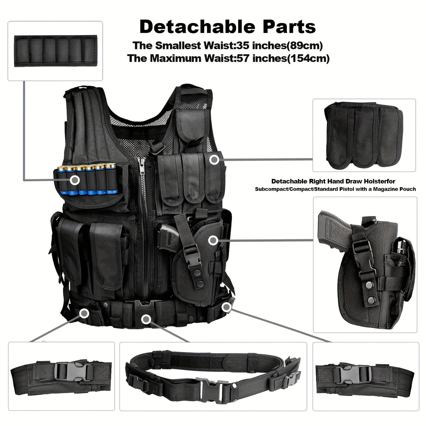 Marmot Upgrade S-XXXXL Tactical Vest 1000D Nylon With Detachable Belt & Subcompact/Compat/normal Pocket