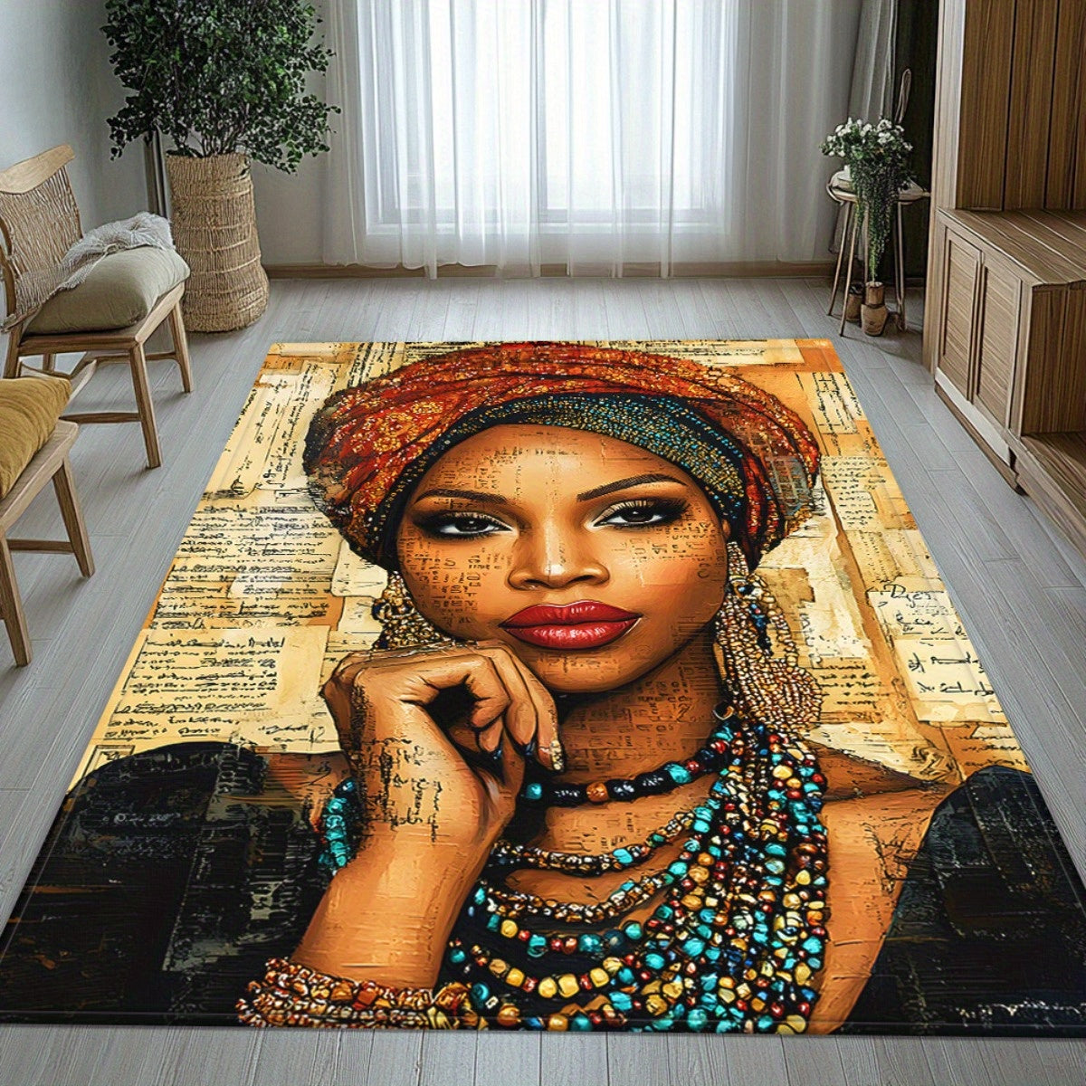 Heavy-Duty African Women Cultural Mat - Non-Slip Backing, Machine Washable Bath Mat & Floor Mat with Traditional Attire Design - Large Area Mat for Living Room, Bathroom, Office, Outdoor - Elegant Home Decor Mat, Rugs for Bat