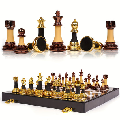 15" Acrylic Chess Sets for Adults with Zinc Alloy + Acrylic Chess Pieces & PortableFolding Wooden Chess Board Travel Tournament Chess Set Strategy Board Game GiftChessmen