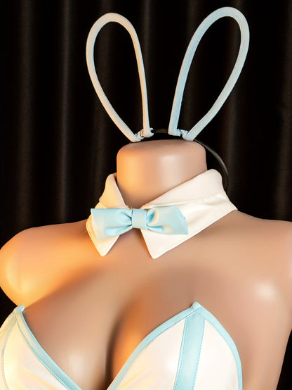 Women's Sexy Jumpsuit, Backless Camisole Onesie Design, Crotchless Style, Sexy Lingerie Set: Jumpsuit + Rabbit Ear Headband & Bow Tie