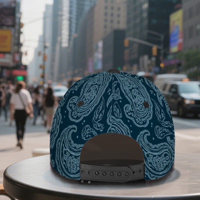 1pc Teal Paisley Swirl Art Print Classic Baseball Cap - Adjustable, Lightweight, Stylish Duckbill Hat for Men, Perfect for Sports & Casual Attire, Everyday Headwear | Funky Style Cap | Lightweight Hat