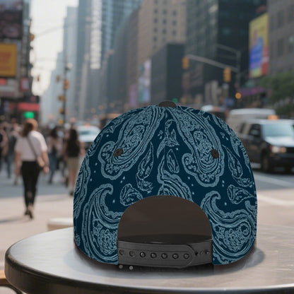 1pc Teal Paisley Swirl Art Print Classic Baseball Cap - Adjustable, Lightweight, Stylish Duckbill Hat for Men, Perfect for Sports & Casual Attire, Everyday Headwear | Funky Style Cap | Lightweight Hat