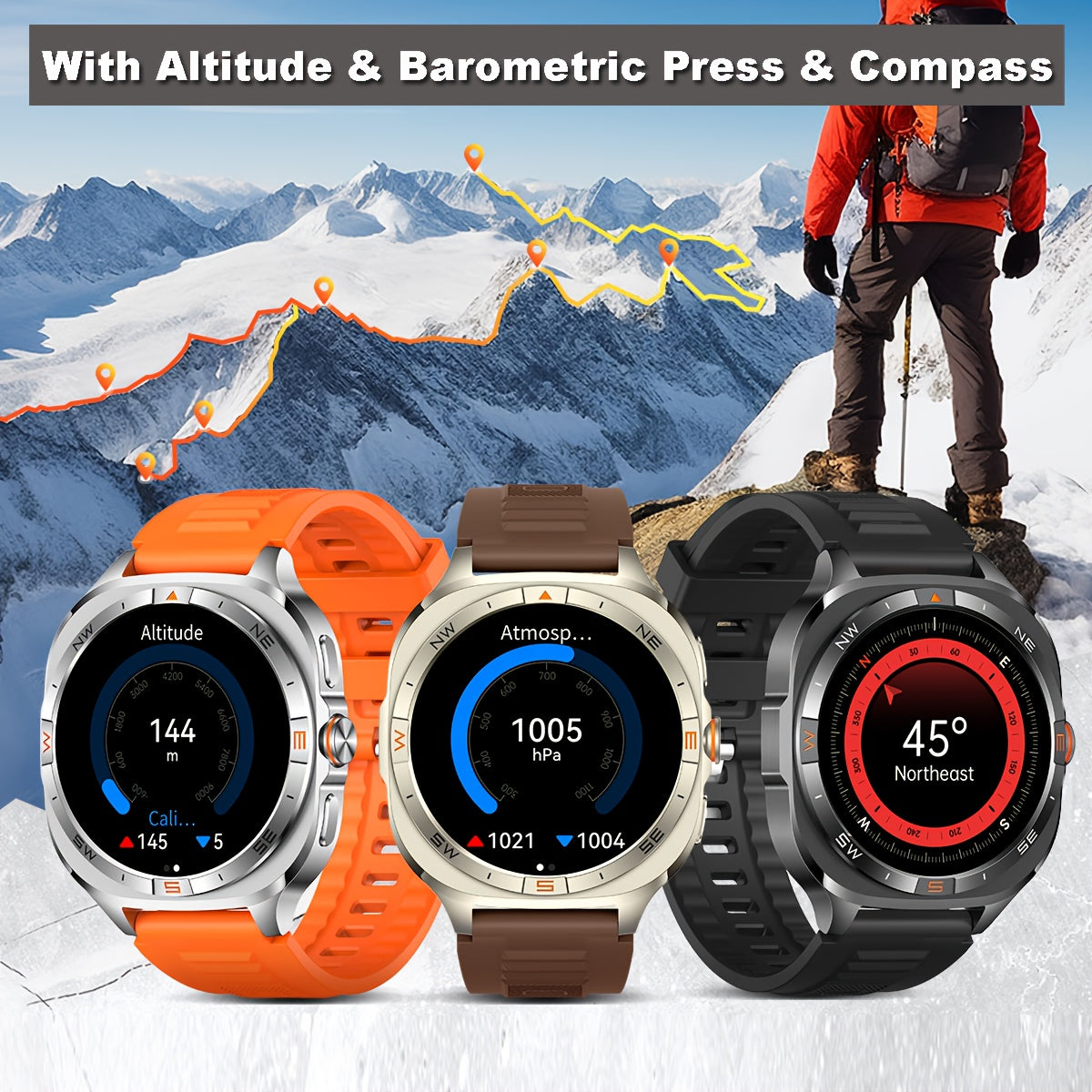 COIUSOR New 1.46-inch GPS Smart Watch, wireless call sync SMS alerts, GPS L1+L5 Dual-Frequency Positioning, Compass, Altitude, Air Pressure, 3D Dly Video Watch Face, 800mAh Large Battery, 100+ sports modes Smartwatch for Fitn