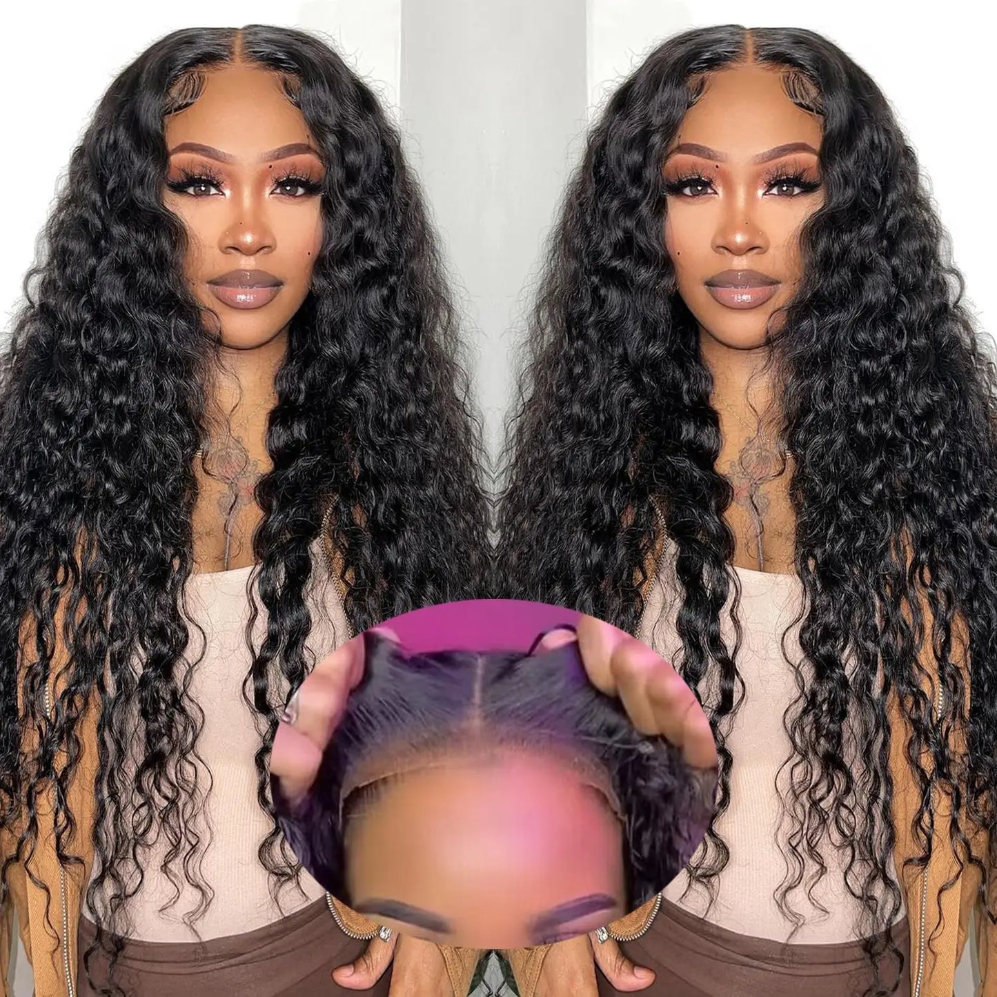Glueless Wig Deep Wave Human Hair Wigs Ready To Wear Pre-Cut Lace Wear And Go Glueless Wigs Lace Front Human Hair Wig For Women