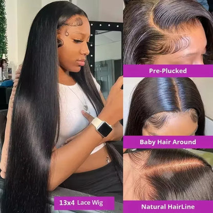 40 50 Inch 13x6 Bone Straight HD Transparent Lace Frontal Wig 250 Density Lace Front Human Hair Wigs 360 Full Lace Wig For Women