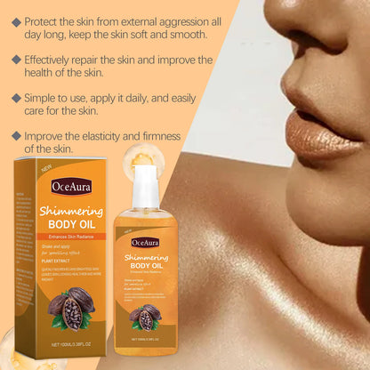Oceaura 100ml Shimmering Body Oil for Daily Moisturizing Nourishing Glowing Skin Care Sparkling Massage Brighten Body Care