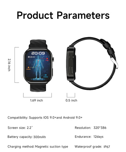 Health Smart Watch Body Temperature Sedentary Reminder Alarm Clock Multi Sports Modes Fitness Tracker Smartwatch for BT Calling