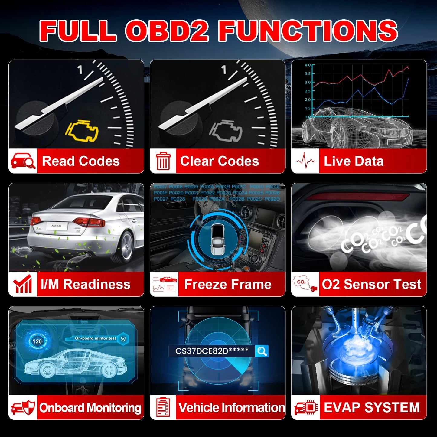 LAUNCH X431 CR300 OBD2 SCANNER CAN Auto Code Reader Diagnostic Tools I/M Engine Battery Tester Lifetime Free Update