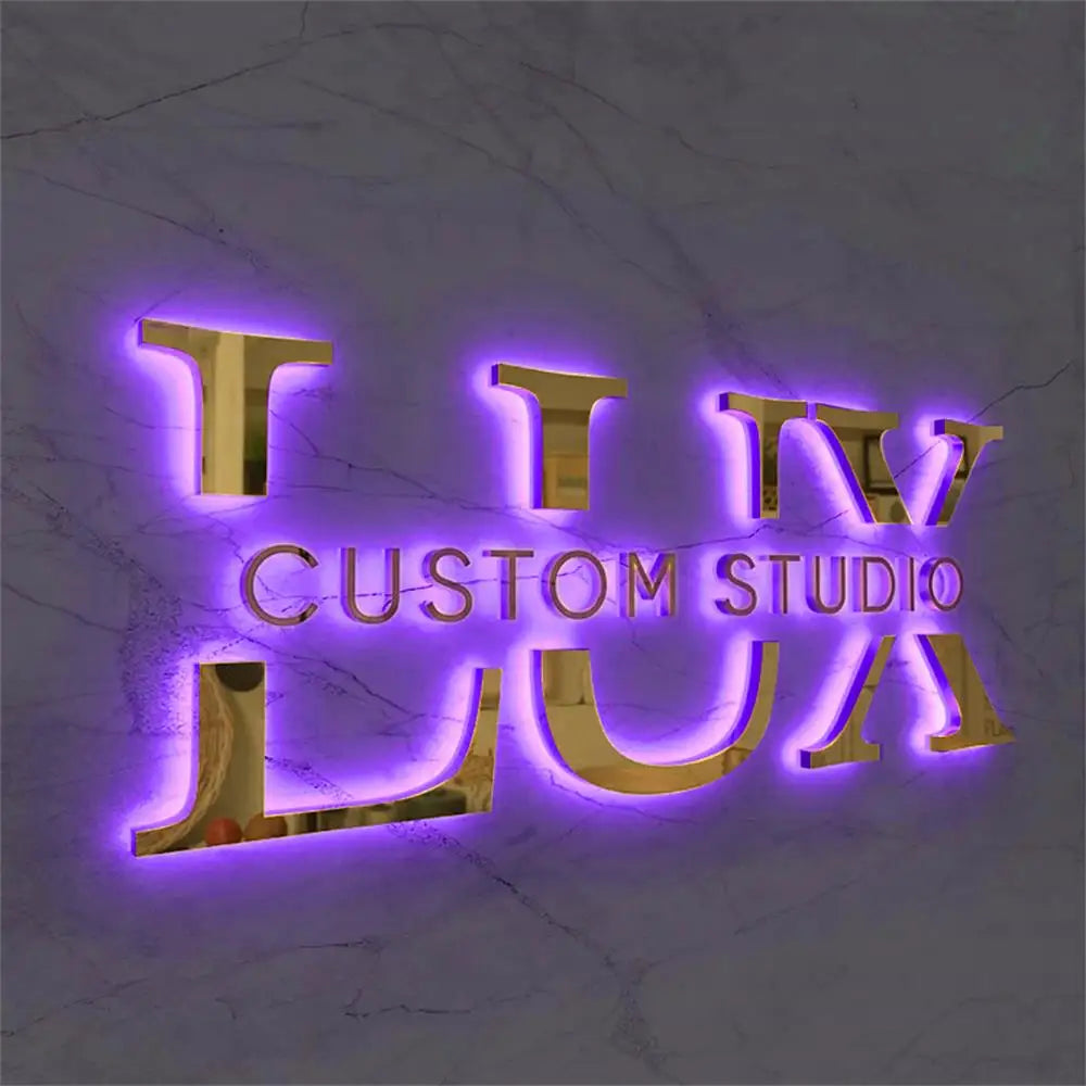 Business Logo Custom Led Illuminated Backlit Sign 3D Metal Storefront Letters For Commercial Building Signage Trade Show Outdoor