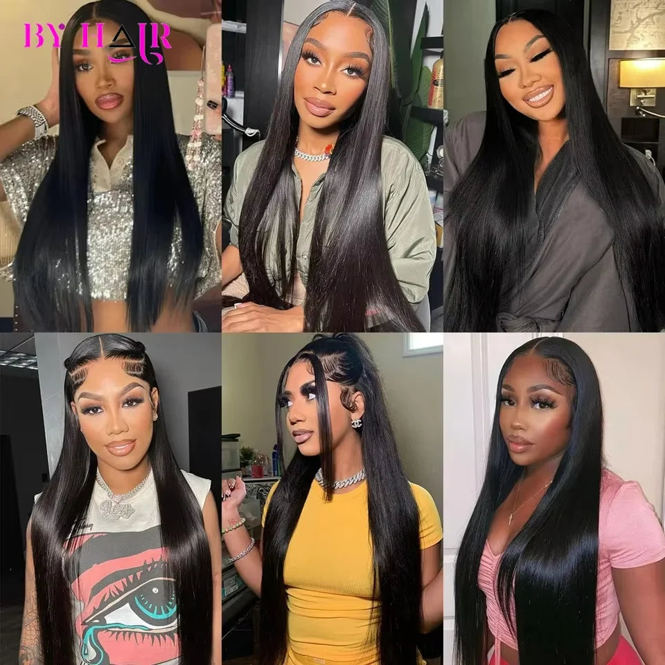 Glueless Wigs Straight Human Hair Wig 6x4 4x4 Lace Closure Pre Cut Lace Wigs Brazilian Hair Transparent Lace Wigs Drawstring Wig