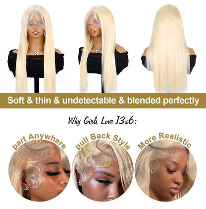613 HD Lace Frontal Wig 13X6 Straight 100% Human Hair Wigs 40 50 Inch 13x5 Colored Blonde Lace Front Pre Plucked Human Hair Wig