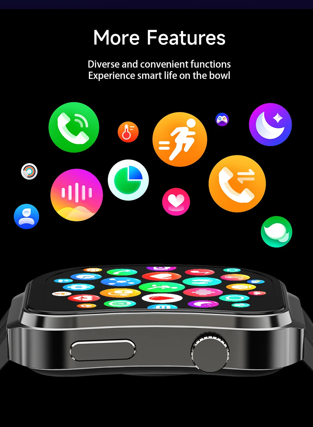Health Smart Watch Body Temperature Sedentary Reminder Alarm Clock Multi Sports Modes Fitness Tracker Smartwatch for BT Calling