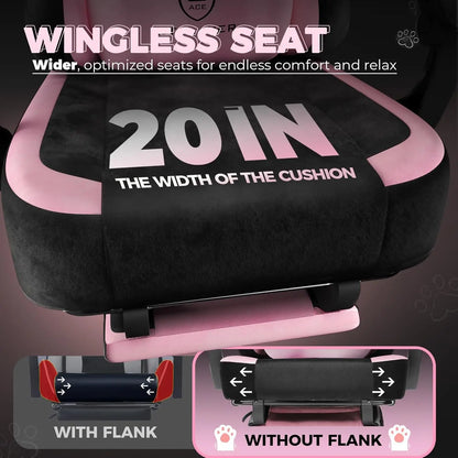Cat Ear Gaming Chair: Cute Ergonomi Computer Chair with Cat Embroidery, Adjustable Memory Foam Lumbar Support & Headrest