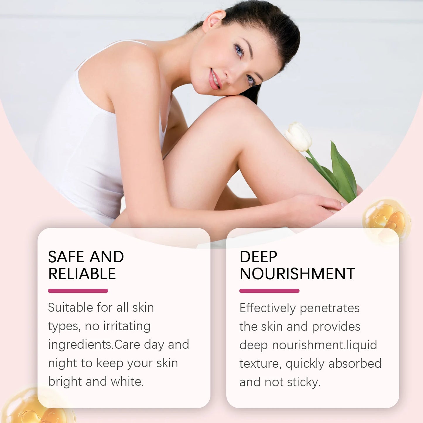 Ouhoe 125ml Body Whitening Essence Oil Deep Moisturizing Armpits Knees Knuckle Joint Peeling Lighten Dark Skin Body Care Essence