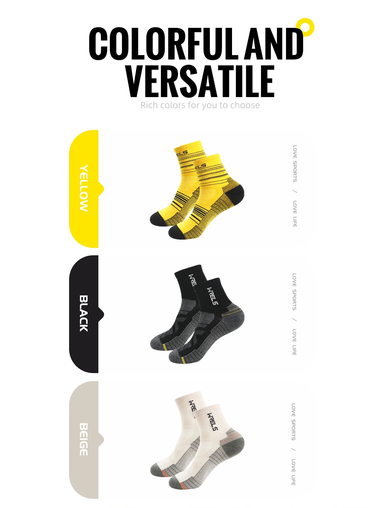 WRELS 1/3Pairs Merino Wool Socks Warm Thick Cushion Wool Socks Running Moisture Wicking Sports Socks Merino Wool Hiking Socks