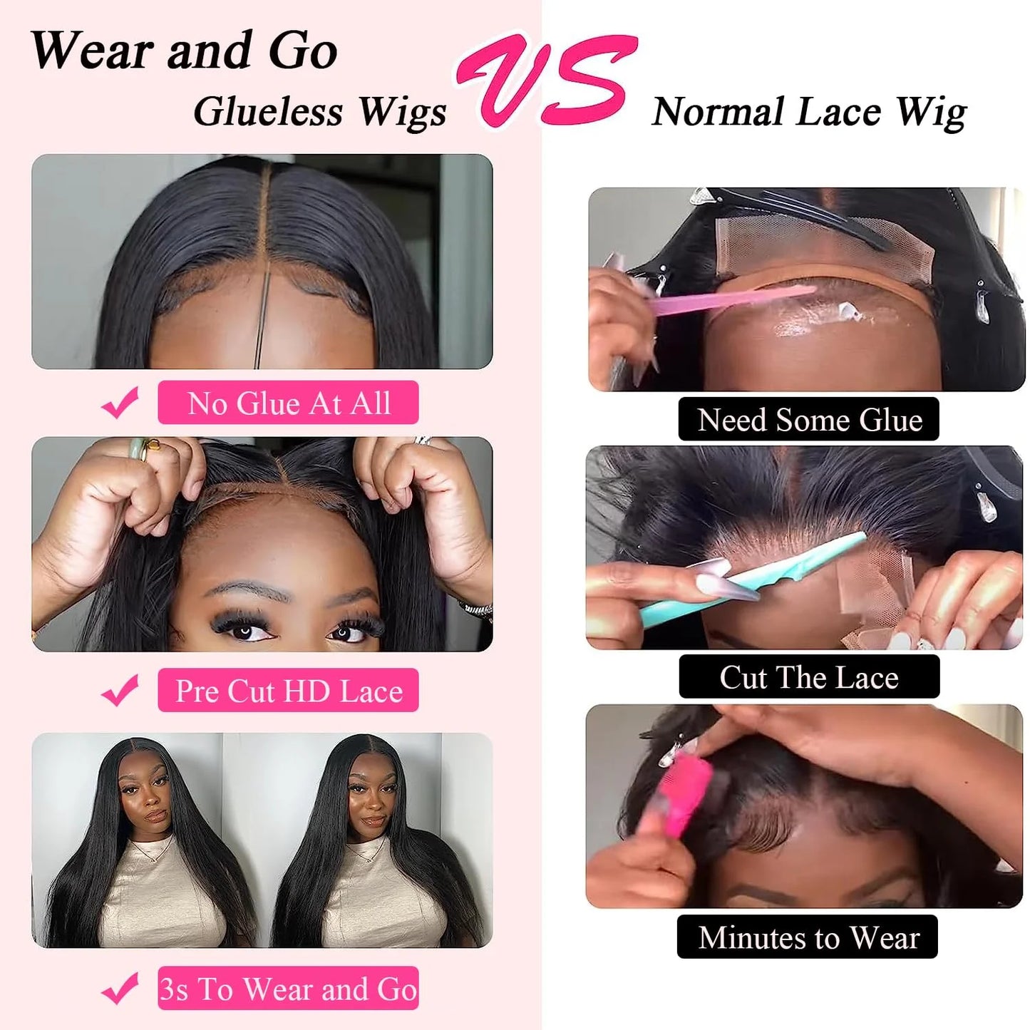 30 Inch 13x4 Lace Front Wigs 200% Density Lace Front Wig Pre Plucked Glueless Wigs Straight Black Synthetic lace front wig