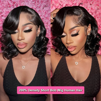Short Bob Wigs Brazilian Body Loose Wave Human Hair 13x4 Lace Front Wigs Human Hair Pre Plucked 4x4 Lace Closure Short Bob Wigs