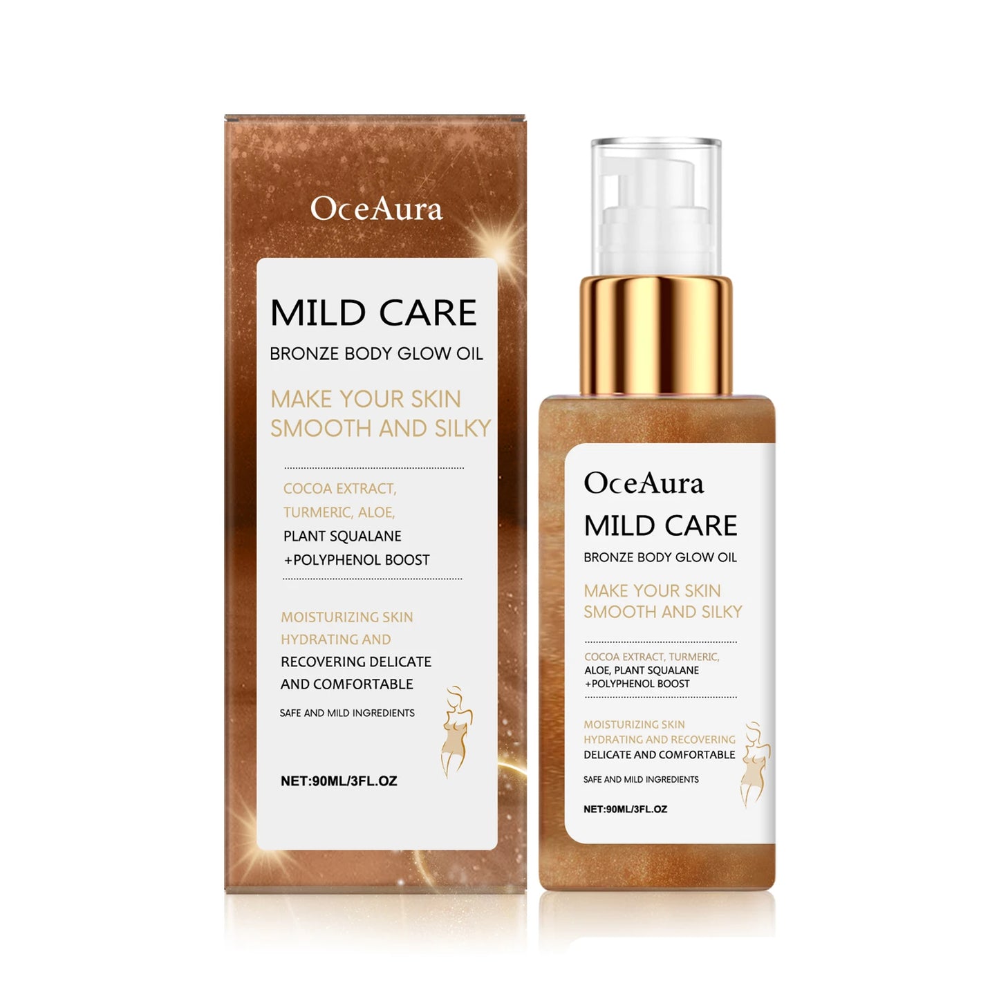 Oceaura Bronze Body Glow Oil Enhance Skin Bright Luster Deep Moisturizing Improve Roughness Softening Smoothing Body Shimmer Oil