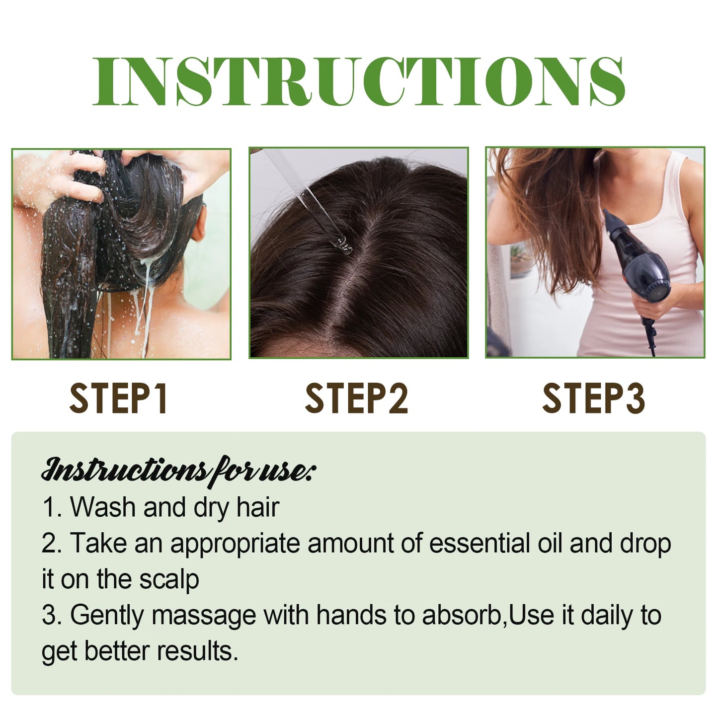 Eelhoe Rosemary Hair Care Series Promote Hair Growth Nourish Strengthen Roots Relieve Scalp Tension Dense Hair Oil With Brush