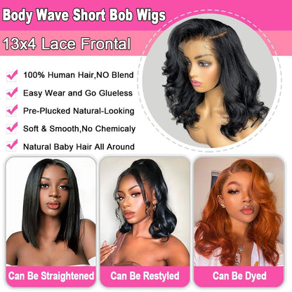 Short Bob Wigs Brazilian Body Loose Wave Human Hair 13x4 Lace Front Wigs Human Hair Pre Plucked 4x4 Lace Closure Short Bob Wigs