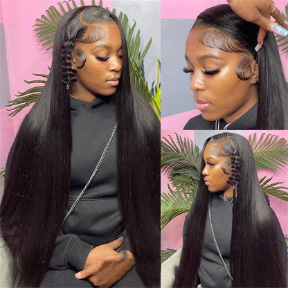 300% 13x6 HD Lace Frontal Wig 100% Raw Human Hair Straight Lace Front Wig 30 36 Inch 5x5 HD Lace Glueless Wig No Glue Human Hair