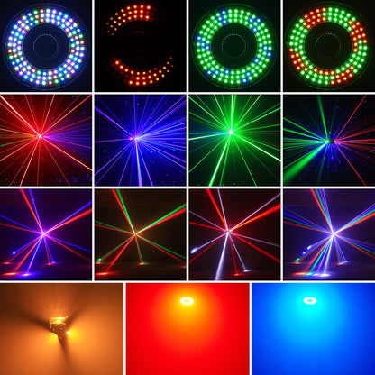 Fieryzeal 160W RGBW Beam Moving Head Light 3-Axis LED Stage Light 360 Rotation DMX Strobe Effect for DJ Disco Wedding Party
