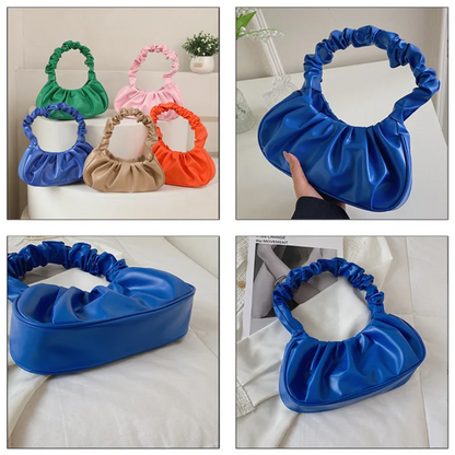 Fashion Pleated Handlebags for Women PU Cloud Bags Leisure Armpit Bag Shopping Shoulder Bags Dumpling Handbag Female Hand Bags