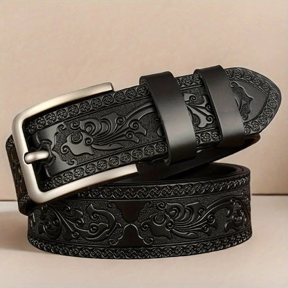 New Genuine leather men's retro western style fashionable alloy buckle belt men's high-end luxury brand jeans belt women