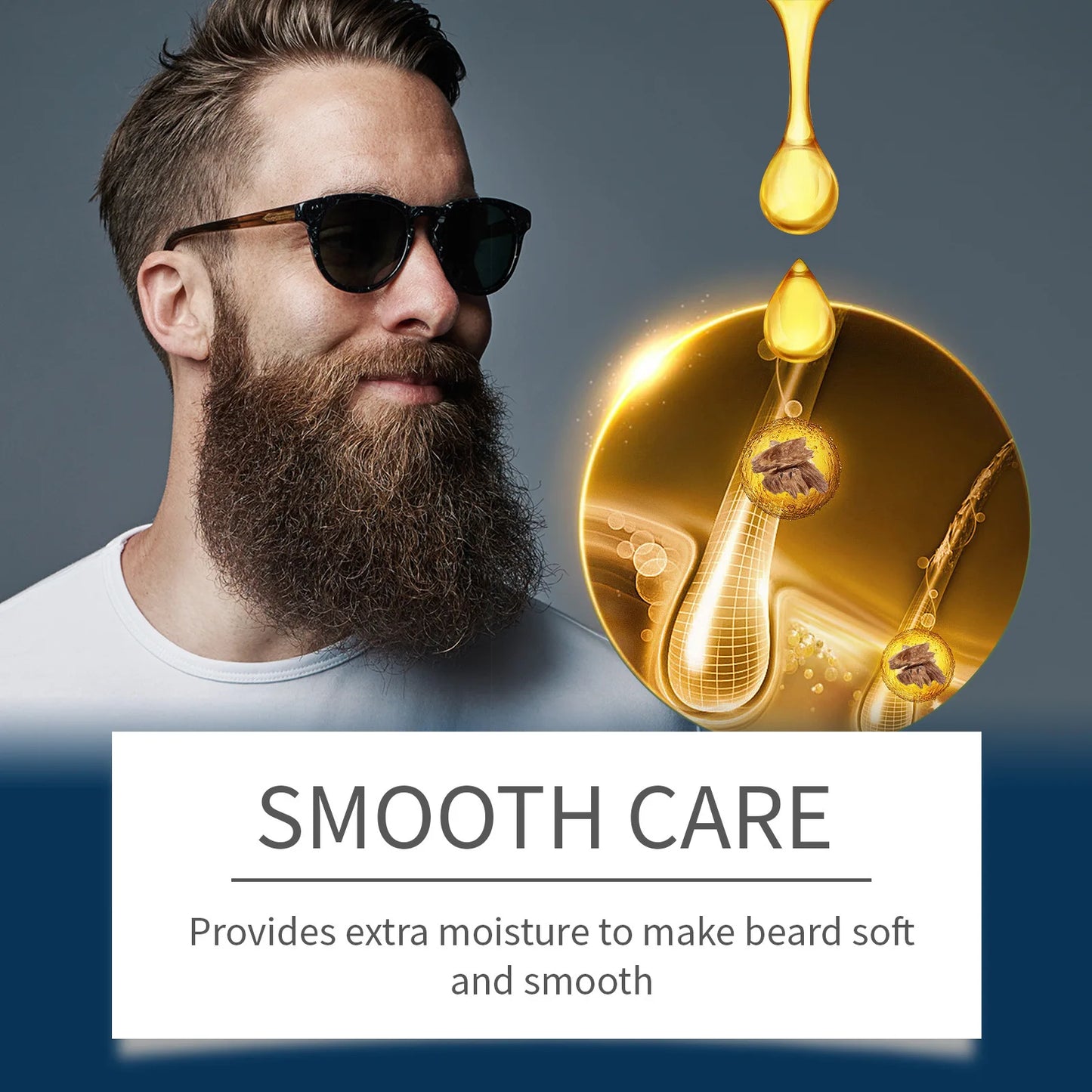 East Moon 1set Men Beard Care Kit Sandalwood Fragrance Moustache Growth Moisturizing Cleansing Improve Fluffy Beard Styling Set