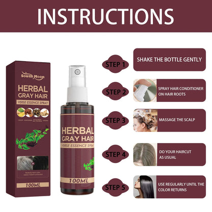 Southmoon 100ml Hair Darkening Herbal Spray White To Black Natural Color Repair Anti Grey Reduce Hair Loss Herbal Haircare Serum